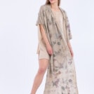 Beige eco-print cashmere shawl DUNAJ 1
