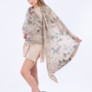 Beige eco-print cashmere shawl DUNAJ 2