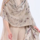Beige eco-print cashmere shawl DUNAJ 4