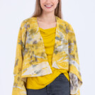 Veste large jaune en laine eco-print GORA 1