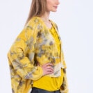 Veste large jaune en laine eco-print GORA 2