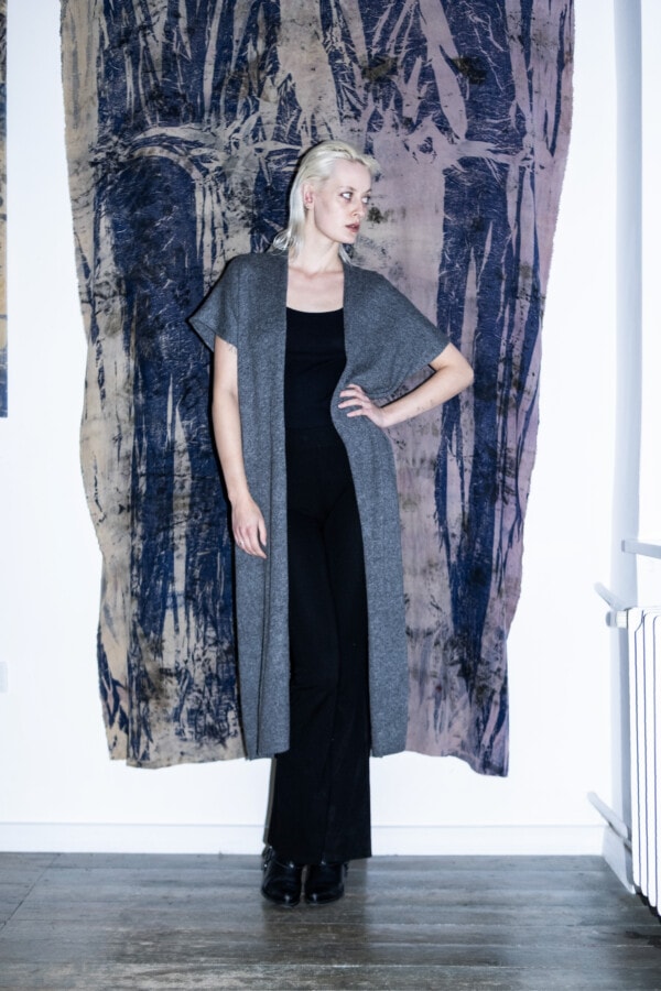 Long gray cashmere cardigan dress RITA Gray 2