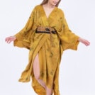 Golden eco-printed silk kimono THEBES 1