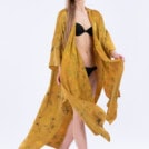 Golden eco-printed silk kimono THEBES 2