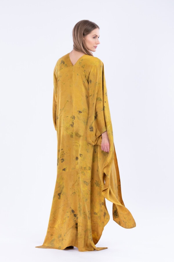 Golden eco-printed silk kimono THEBES 4