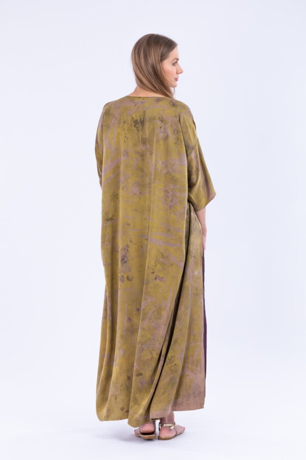 Eco-print silk satin kimono MING 4