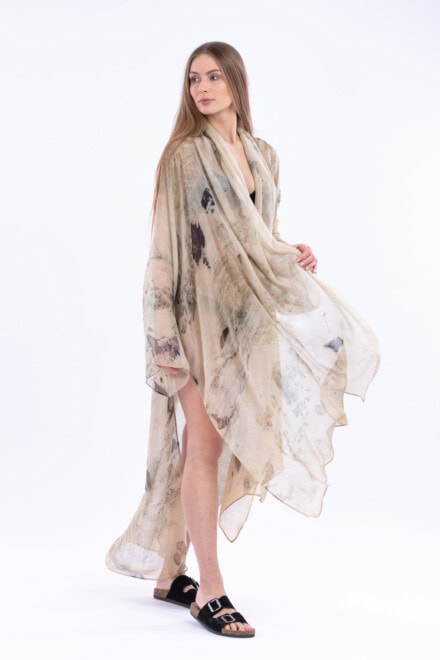 Eco-print silk kimono WIND 1