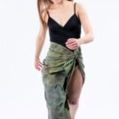 Green eco-printed cotton beach pareo CORFU 1 .
