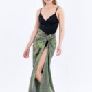 Green eco-printed cotton beach pareo CORFU 4