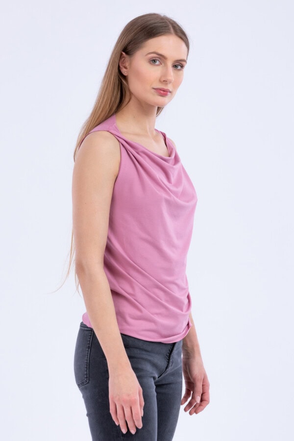 Pink top with draped collar PARISA 3