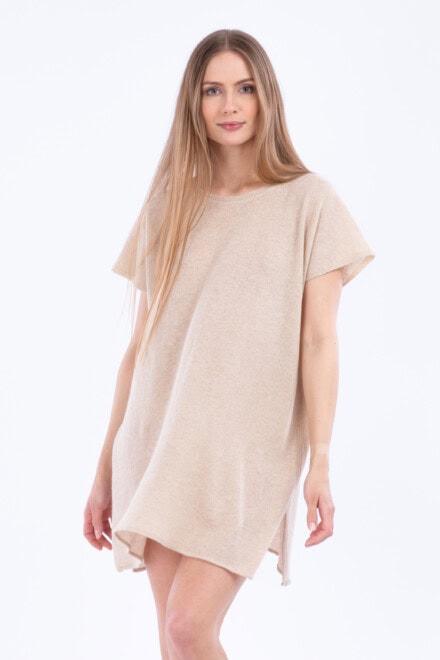 Beige wide cashmere tunic MOA 1