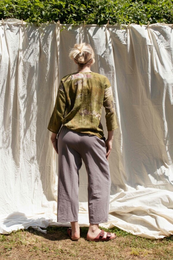 Pantalon taupe large en coton bio pour femme HALNY 3