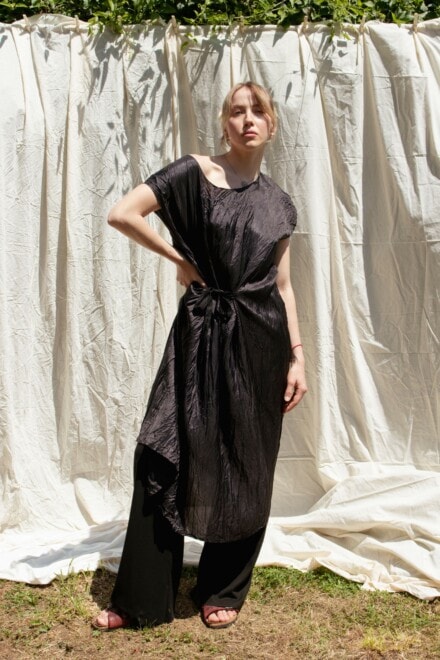 Robe noire l'argent modulable en viscose KORA 1