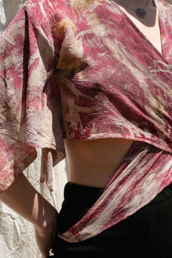Veste courte cache coeur rose imprimé à la main CHLOE 4