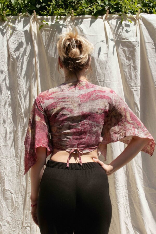 Veste courte cache coeur rose imprimé à la main CHLOE 5