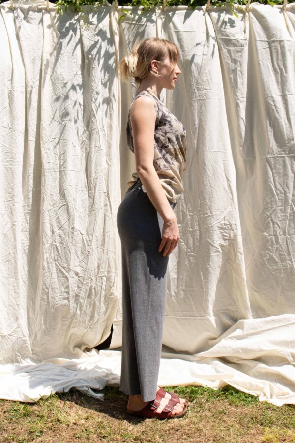 Pantalon gris large en jersey de viscose pour femme ANANAS 2
