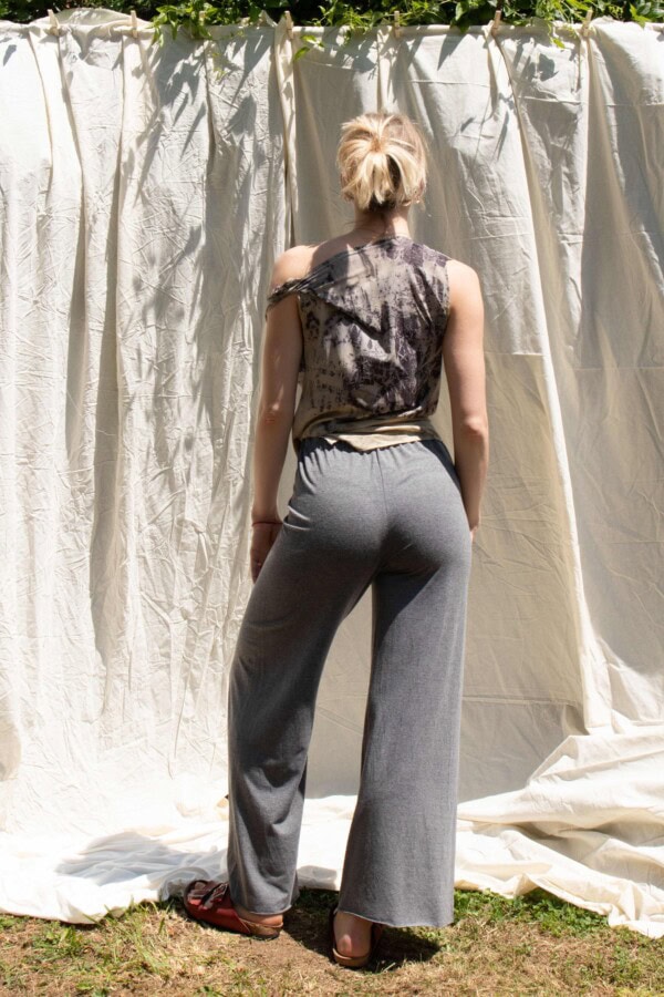 Pantalon gris large en jersey de viscose pour femme ANANAS 3