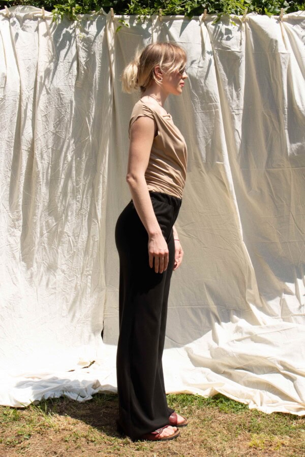 Pantalon noir large en jersey de viscose pour femme ANANAS 2