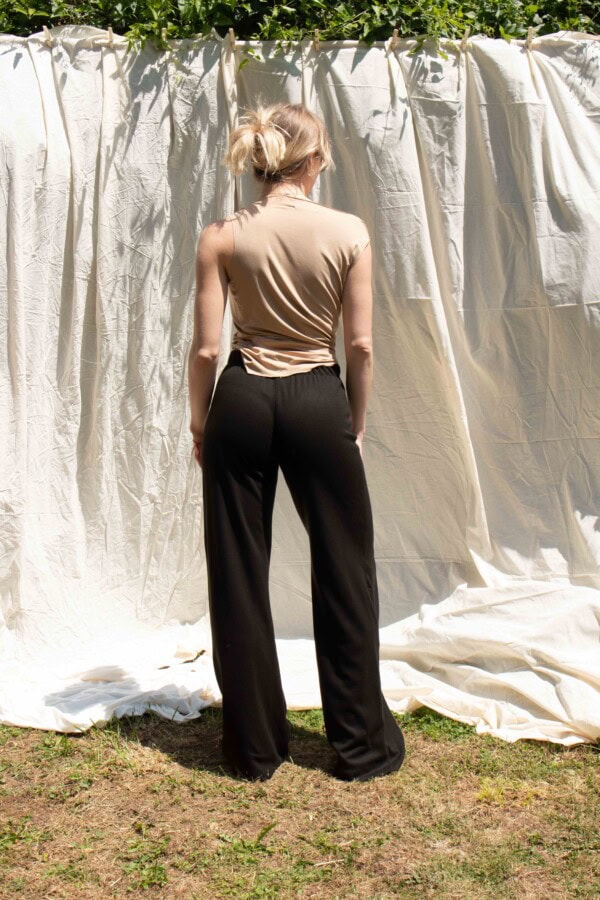 Pantalon noir large en jersey de viscose pour femme ANANAS 3