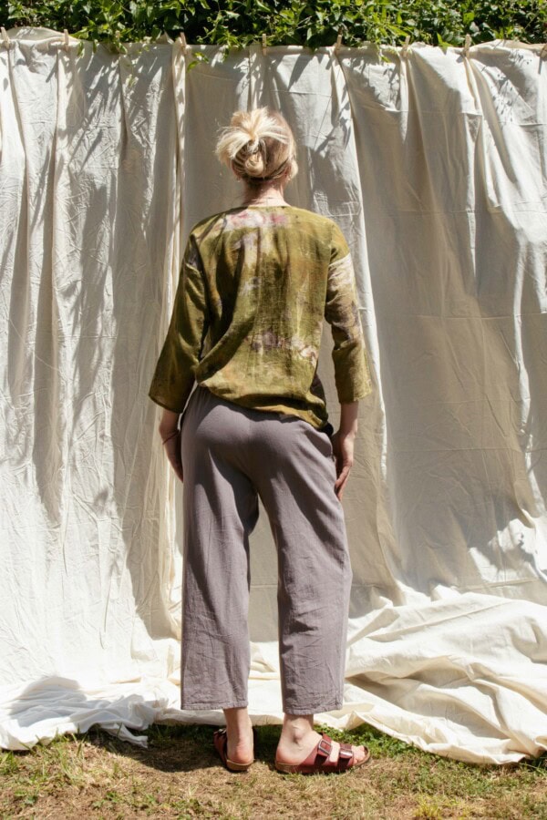 Taupe large organic cotton trousers for woman HALNY 3