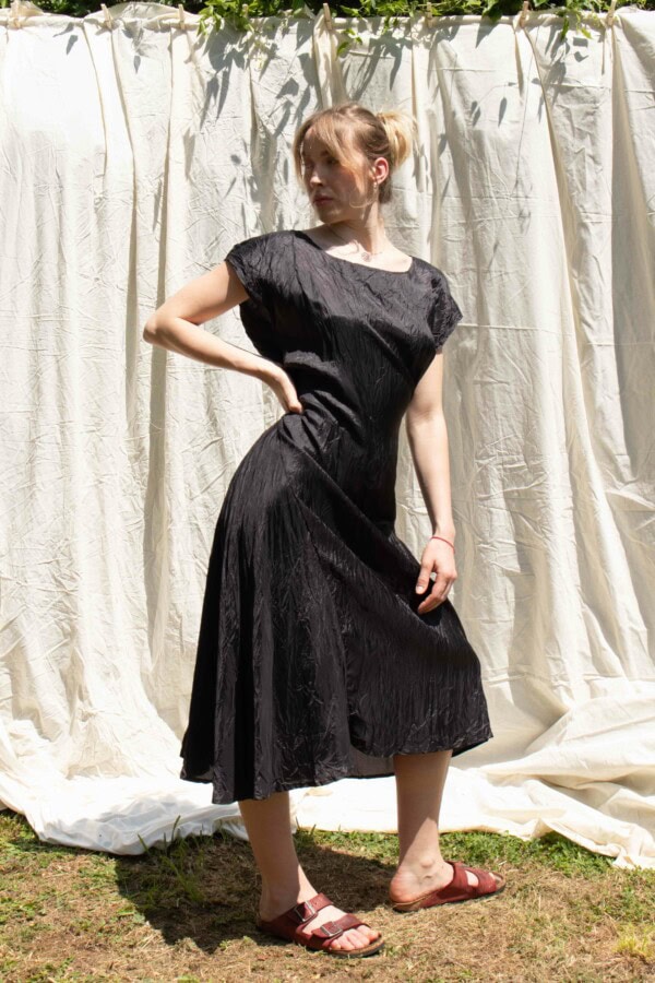 Robe longue noire modulable en viscose KORA 2