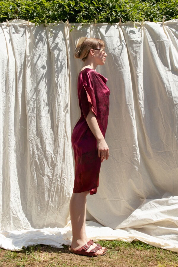 Robe-tunique fushia en soie imprimée à la main MIMI 3