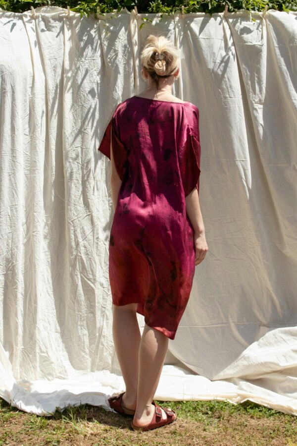 Robe-tunique fushia en soie imprimée à la main MIMI 4