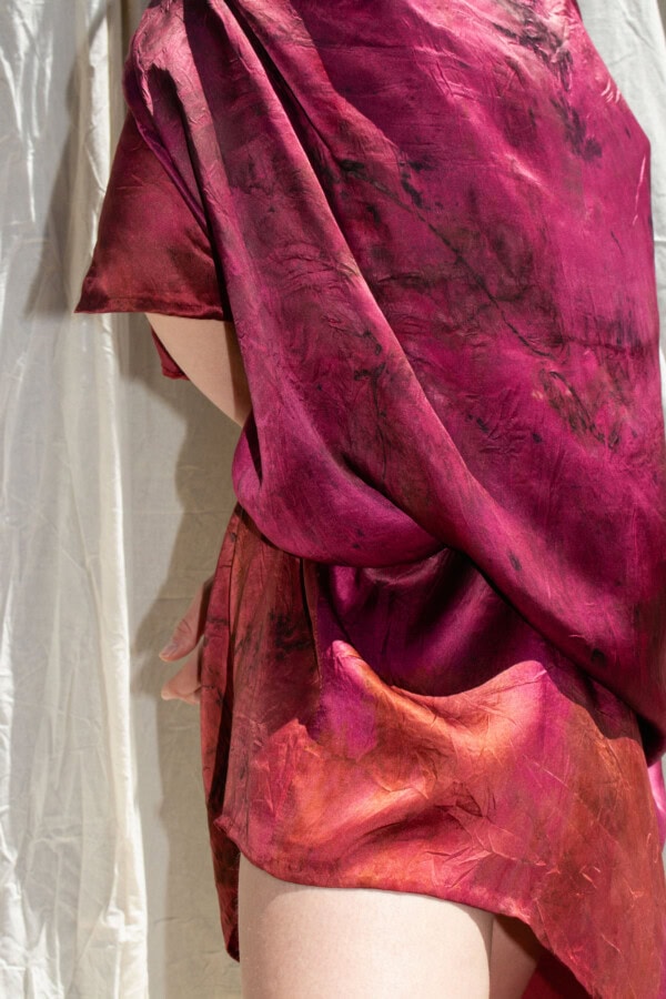Robe-tunique fushia en soie imprimée à la main MIMI 5