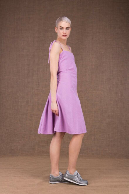 Ma Courte robe mauve en coton - 1