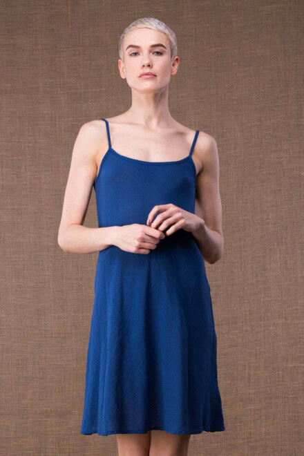 Miami robe courte bleue en coton - 1