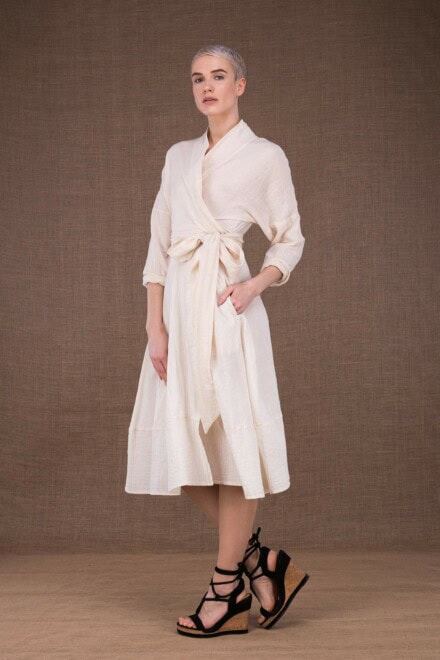 Polaris robe cache-coeur écrue en coton - 1